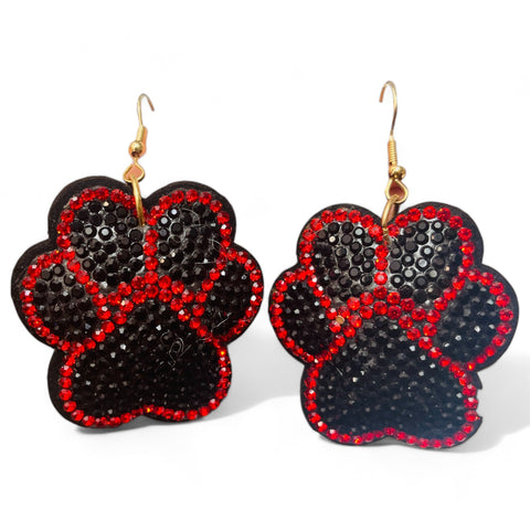 Gameday Paw Print Crystal Earrings