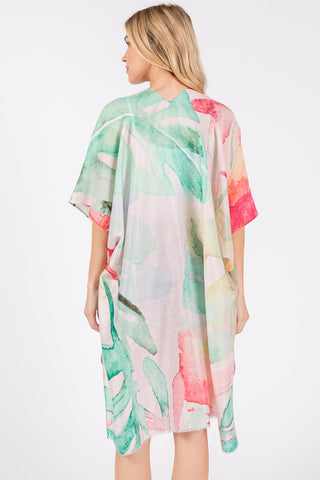 Watercolor Leaves Print Kimono