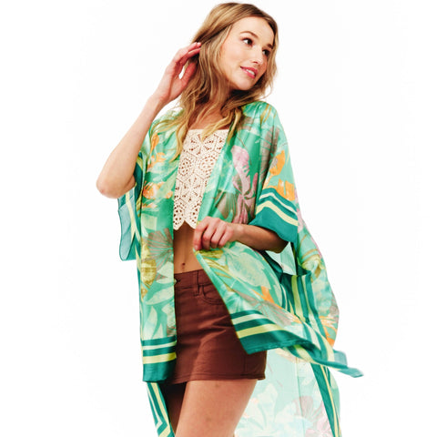 Tropical Floral Pattern Kimono