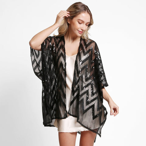 Sequin Sheer Kimono
