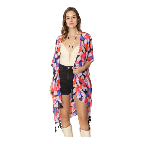 Floral Print Tassel Kimonos